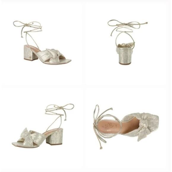 NEW Sam and Libby Klara gold bow ankle strap block heel sandals sz 6 - Picture 3 of 6